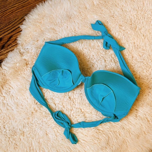 Rich Seafoam Green/Blue Halter Bikini Top - Picture 2 of 2